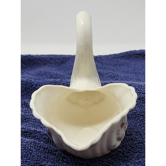 CRE Irish Porcelain‎ Galway Ireland Swan With Hand Painted Flowers Purple/Pink - Picture 5 of 10